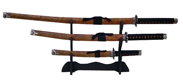 Набор самурайских мечей: катана, вакидзаси и танто на подставке 97см