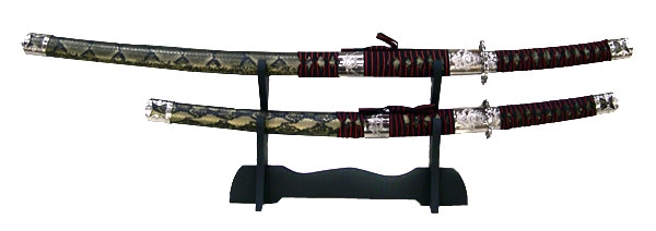 Набор самурайских мечей: катана, вакидзаси на подставке 100см
